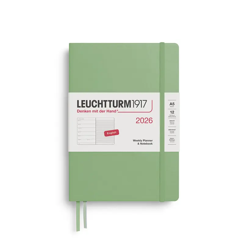 Leuchtturm1917 2026 A5 Weekly Planner and Notebook - Sage