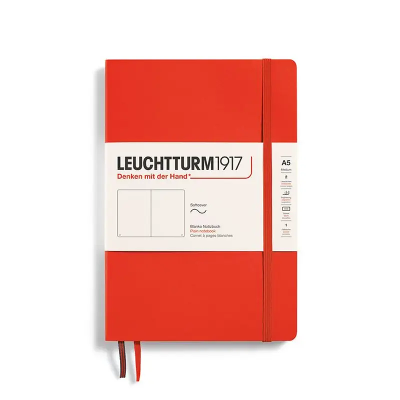 Leuchtturm1917 A5 Medium Softcover Plain Notebook - Lobster