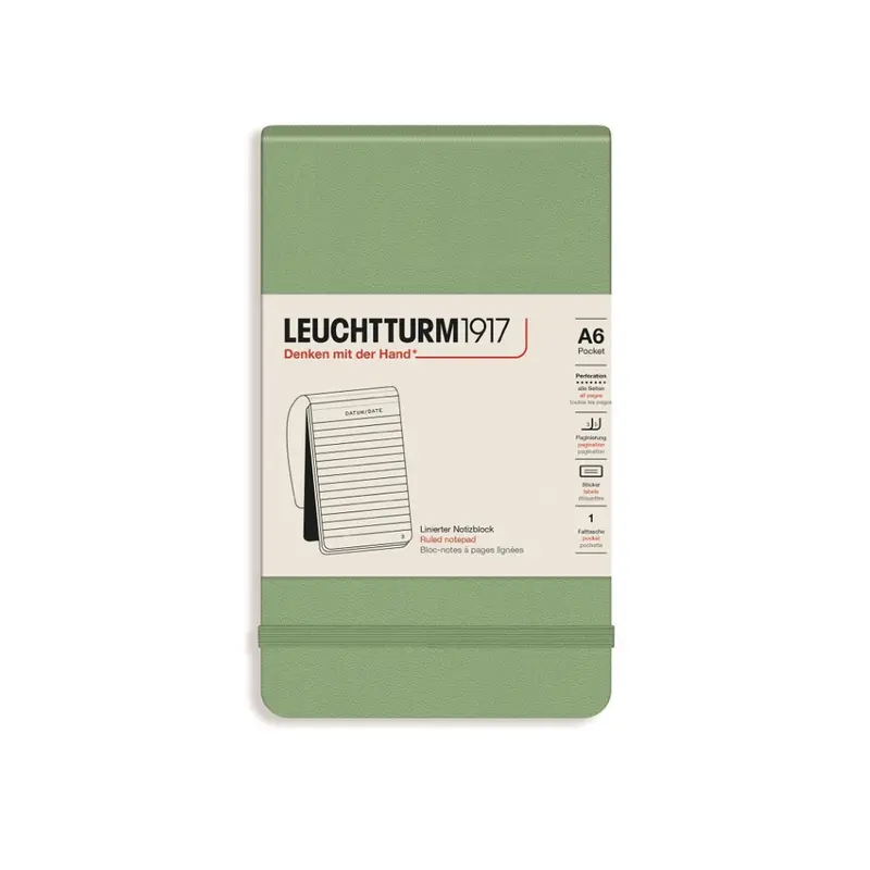 Leuchtturm1917 A6 Pocket Hardcover Ruled Notepad - Sage
