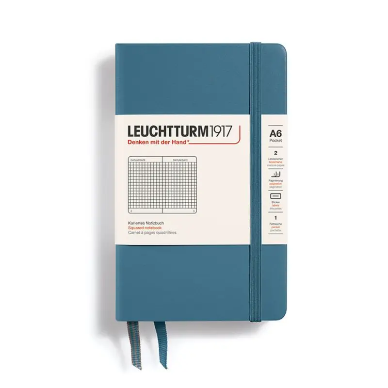 Leuchtturm1917 A6 Pocket Hardcover Squared Notebook - Stone Blue