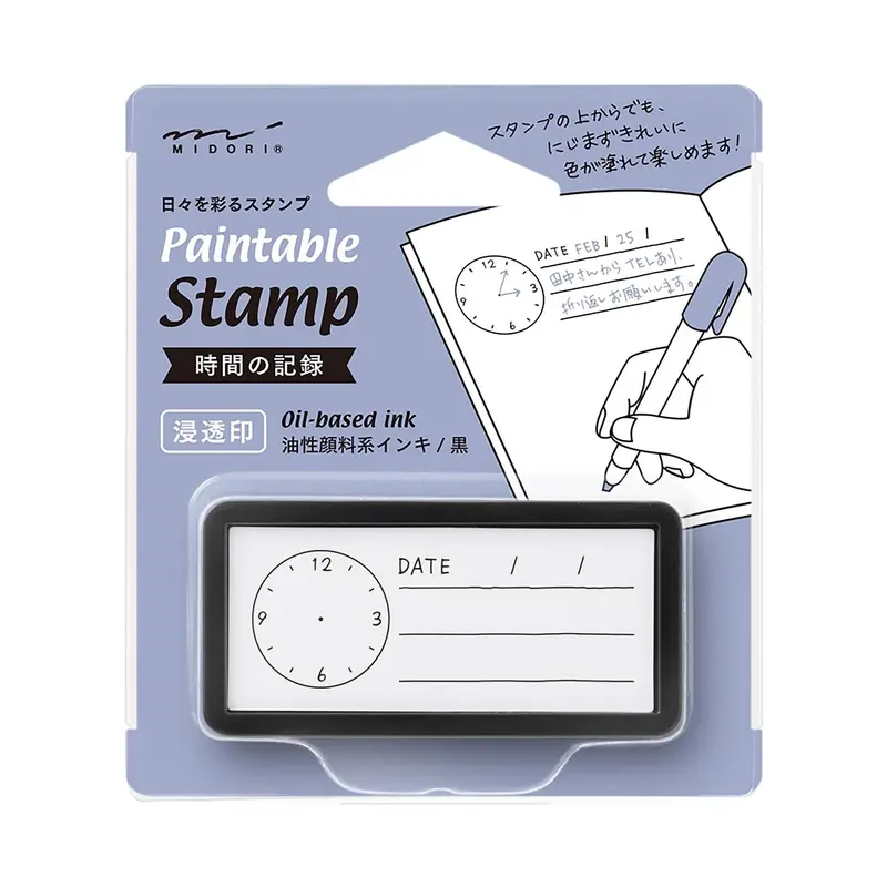 Midori Paintable Stamp Pre-Inked - Keep Track of Time (Half-Size)