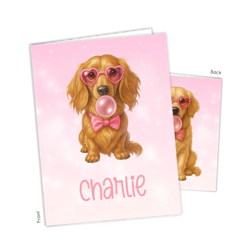 Pink Dog Puppies Personalized Custom 2-Pocket Folder  School Office Supplies1 - 2Pocket Folder