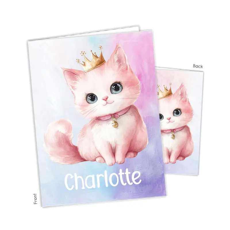 Cat Kitten Rainbow Crown Personalized Custom 2-Pocket Folder  School Office Supplies1 - 2Pocket Folder
