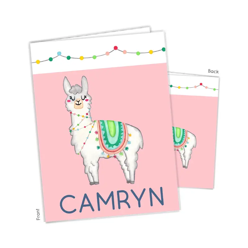 Llama Alpaca Personalized Custom 2-Pocket Folder  School Office Supplies1 - 2Pocket Folder