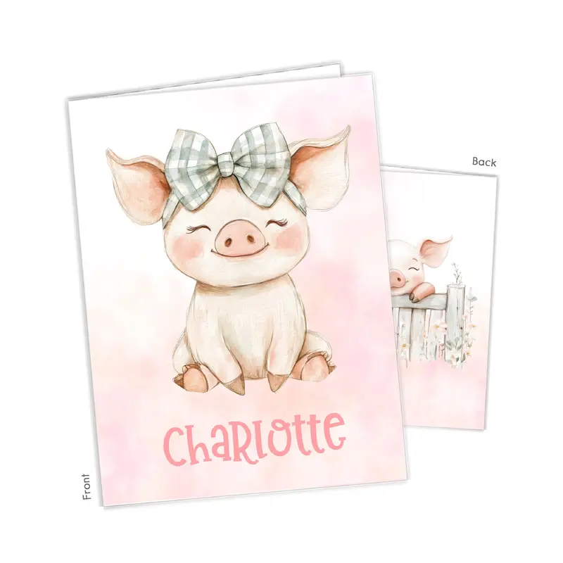 Pig Piglet Farm Animals Personalized Custom 2-Pocket Folder  School Office Supplies1 - 2Pocket Folder