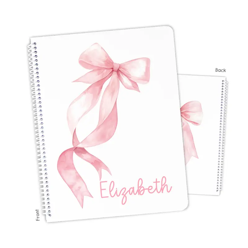 Pink Coquette Bow Personalized Custom Notebook or Sketchbook  School Office SuppliesNotebook (wide ruled, lined pages)