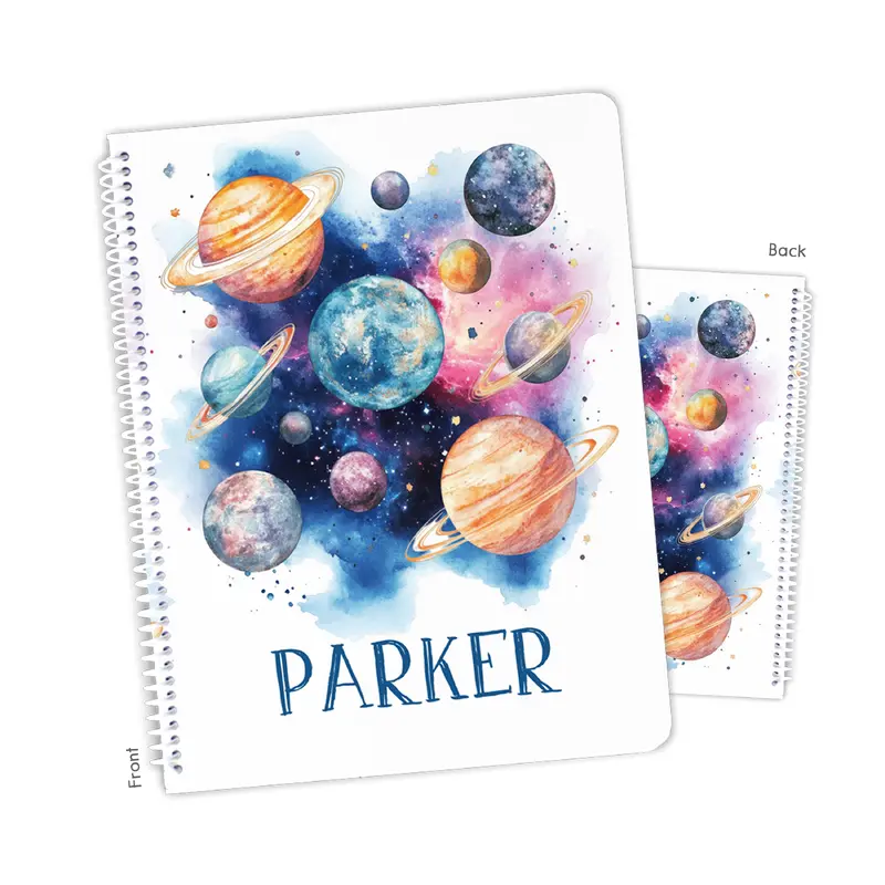 Planets Space Personalized Custom Notebook or Sketchbook  School Office SuppliesNotebook (wide ruled, lined pages)