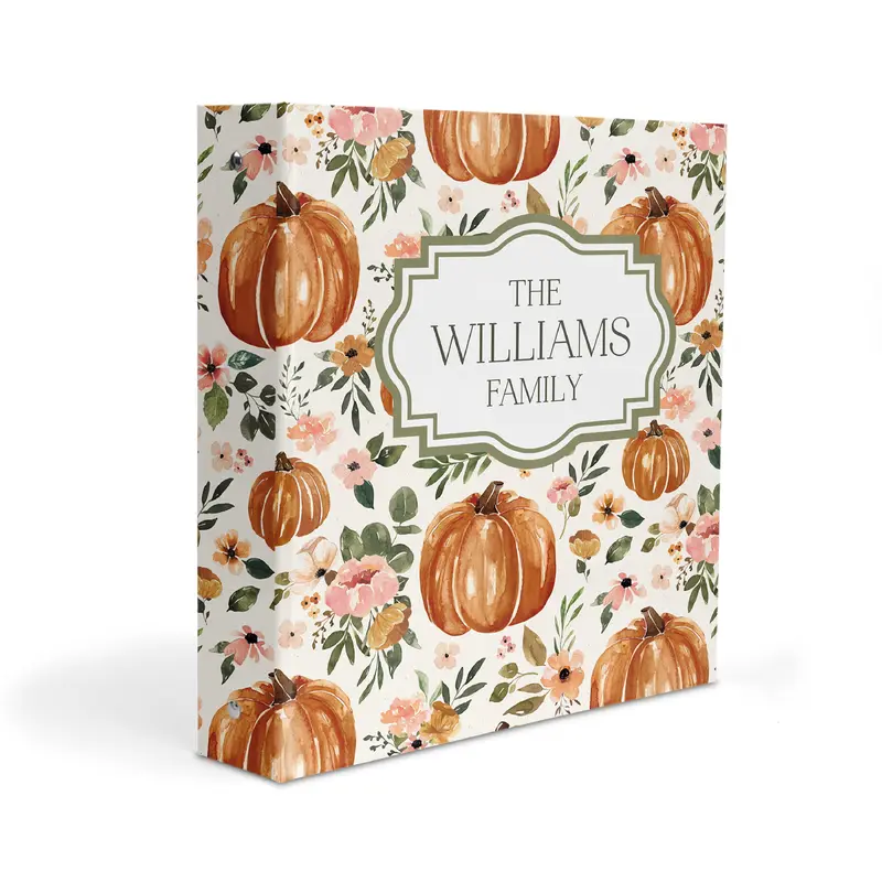 Pumpkin Autumn Fall Personalized Custom 2" 3 Ring Recipe Book BinderBinder Only