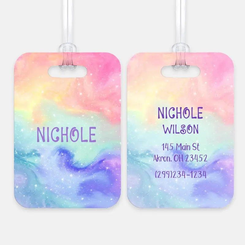 Rainbow Galaxy Stars Space Luggage Bag Tag Personalized CustomAluminum Tag
