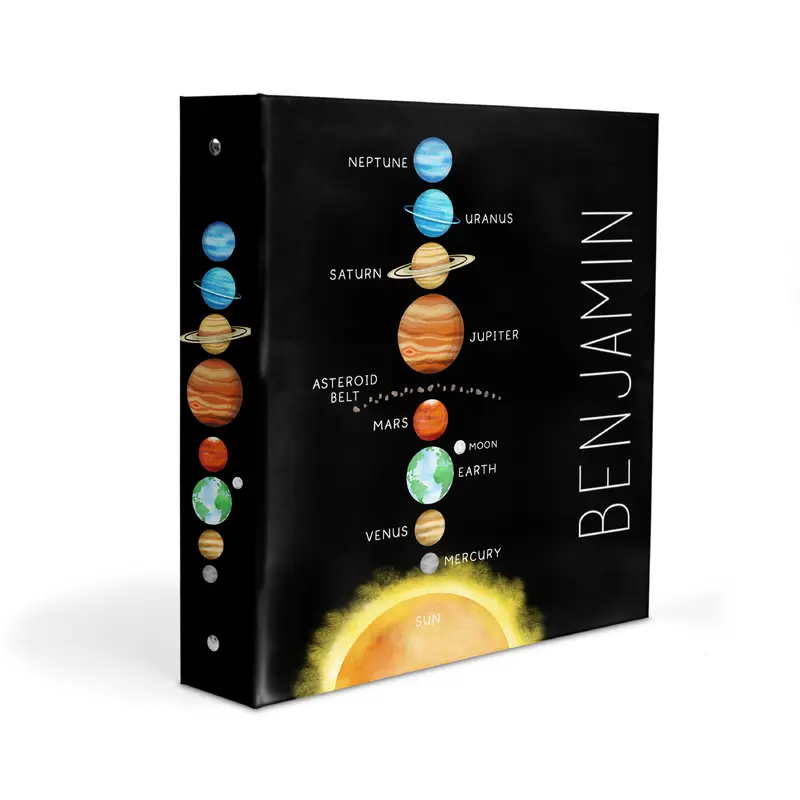 Solar System Planets Personalized Custom 2" 3 Ring Binder  School Office Supplies