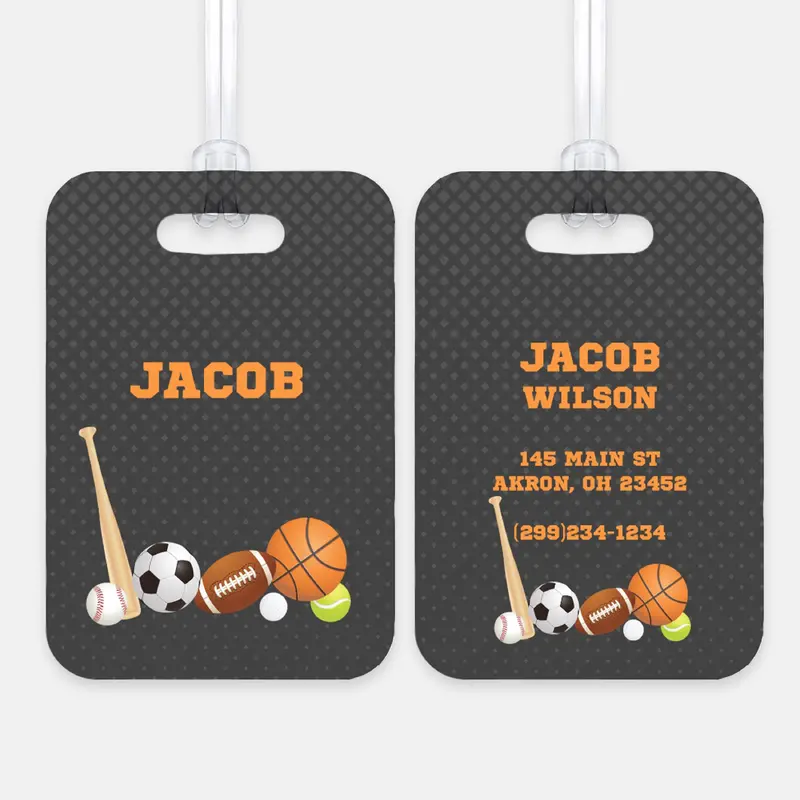 Sports Balls Luggage Bag Tag Personalized CustomAluminum Tag