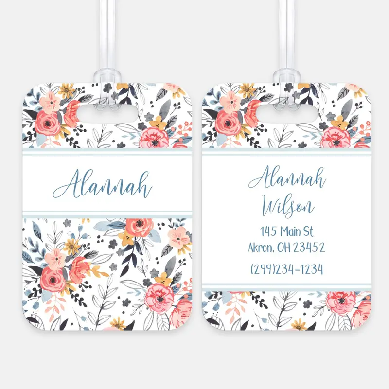 Vintage Flowers Luggage Bag Tag Personalized CustomAluminum Tag