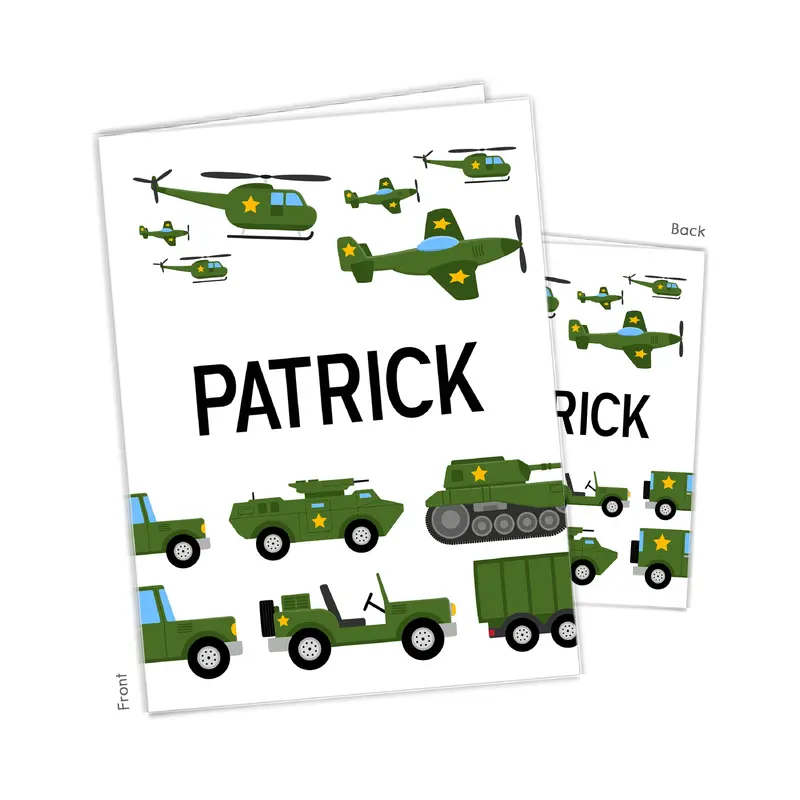 Army Tank Military Personalized Custom 2-Pocket Folder  School Office Supplies1 - 2Pocket Folder