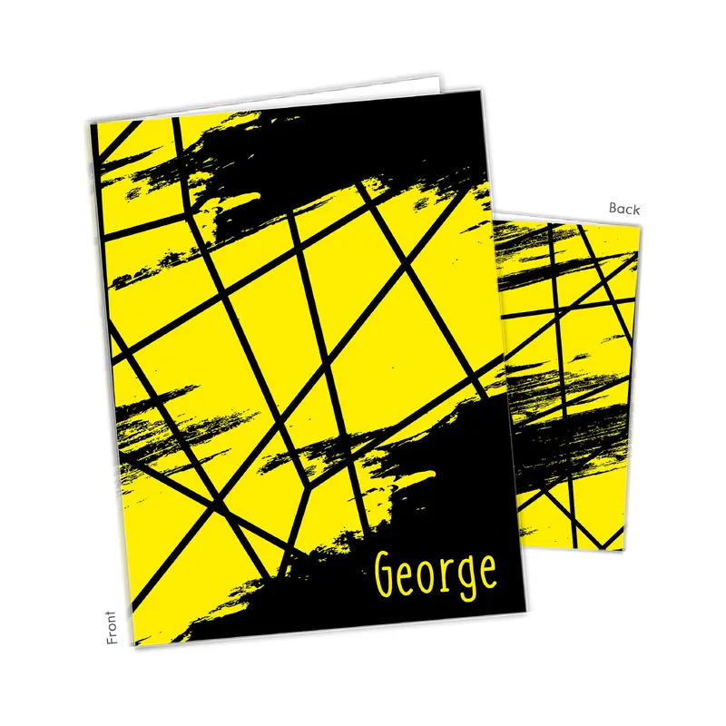 Black Yellow Abstract Personalized Custom 2-Pocket Folder  School Office Supplies1 - 2Pocket Folder