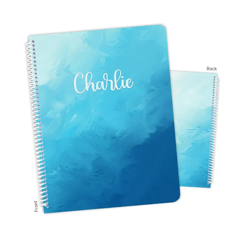 Blue Abstract Personalized Custom Notebook or Sketchbook  School Office SuppliesNotebook (wide ruled, lined pages)