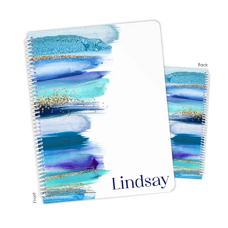 Blue Rainbow Personalized Custom Notebook or Sketchbook  School Office SuppliesNotebook (wide ruled, lined pages)