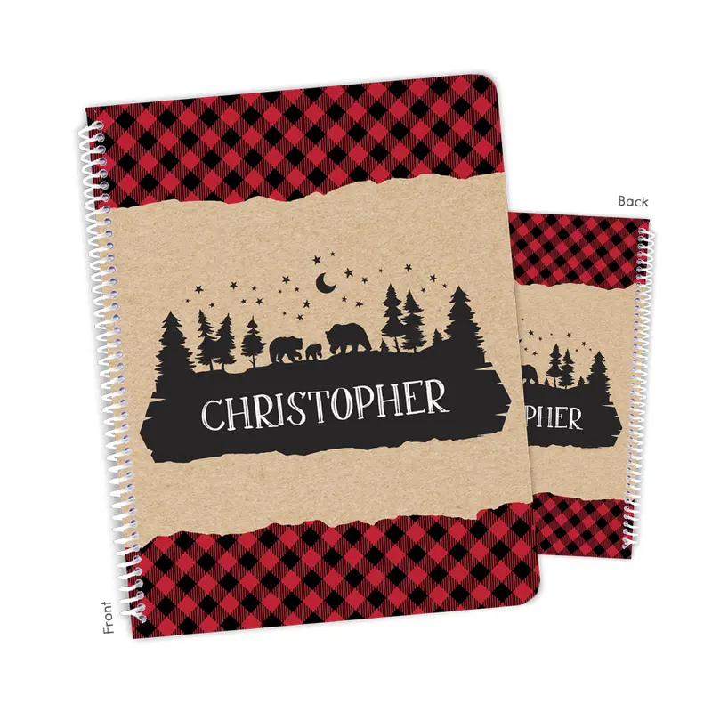 Buffalo Check Bears Personalized Custom Notebook or Sketchbook  School Office SuppliesNotebook (wide ruled, lined pages)