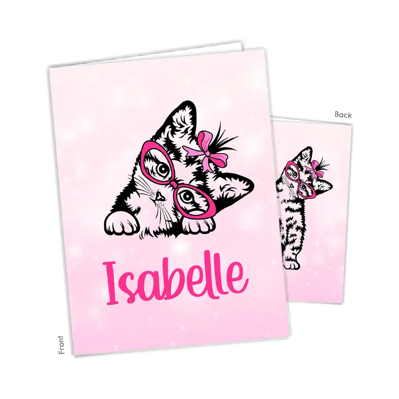 Cat Kitten Pink Personalized Custom 2-Pocket Folder  School Office Supplies1 - 2Pocket Folder