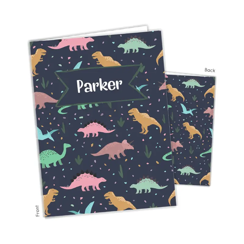 Dinosaur Dino Rainbow Personalized Custom 2-Pocket Folder  School Office Supplies1 - 2Pocket Folder