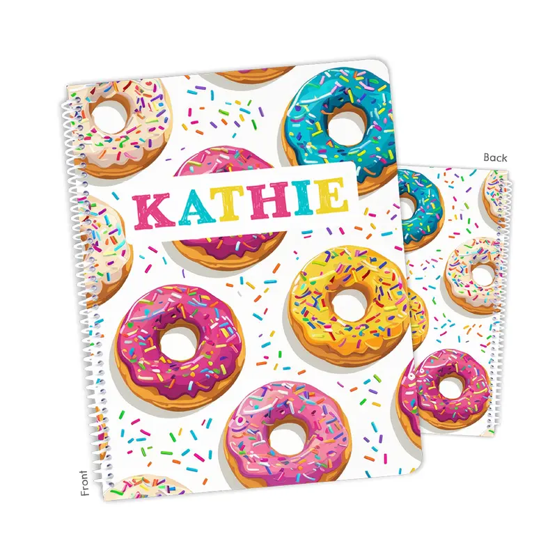 Donuts Personalized Custom Notebook or Sketchbook  School Office SuppliesNotebook (wide ruled, lined pages)