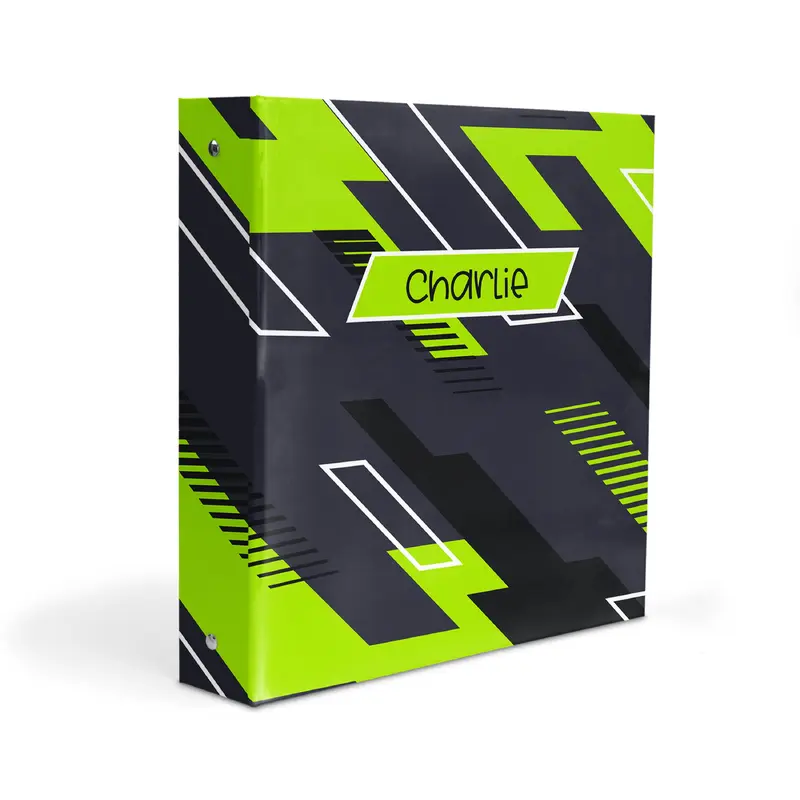 Green Abstract Personalized Custom 2" 3 Ring Binder  School Office Supplies