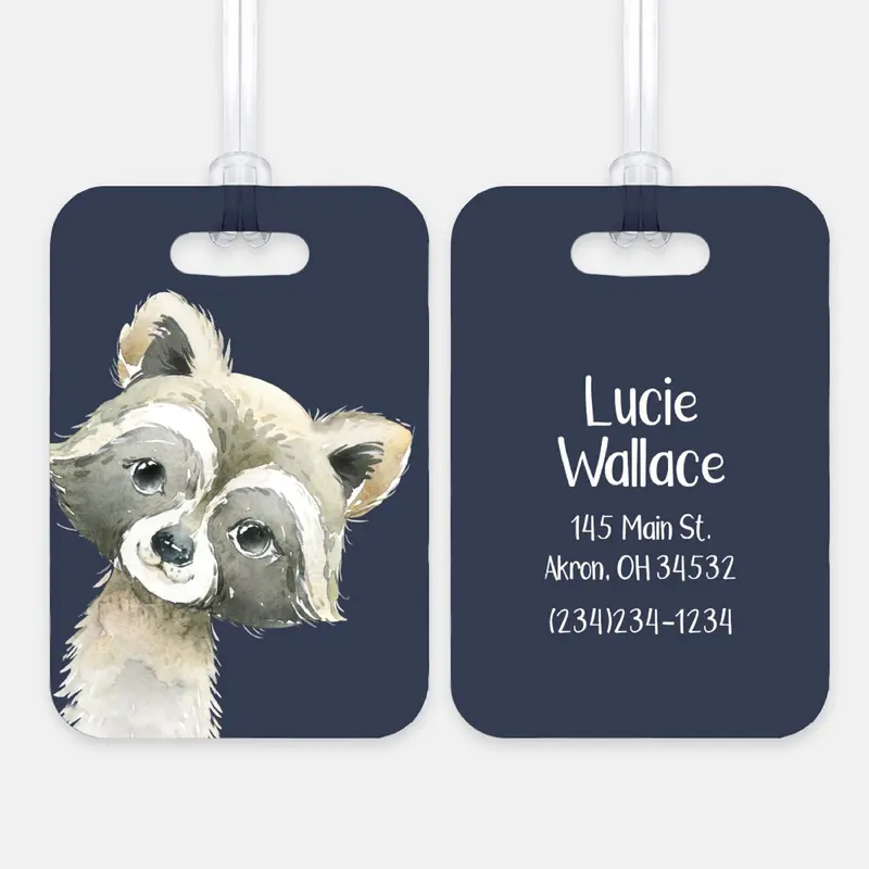 Raccoon Luggage Bag Tag Personalized CustomAluminum Tag