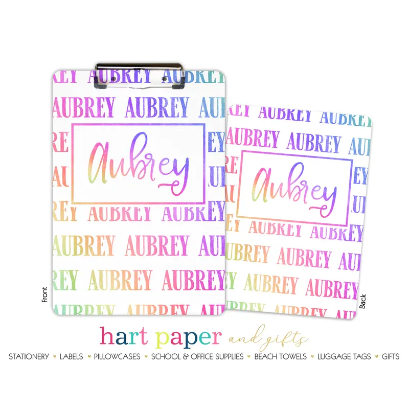 Rainbow Name Personalized Custom Clipboard  School Office Supplies2 Sided Clipboard - Printing on Both Sides