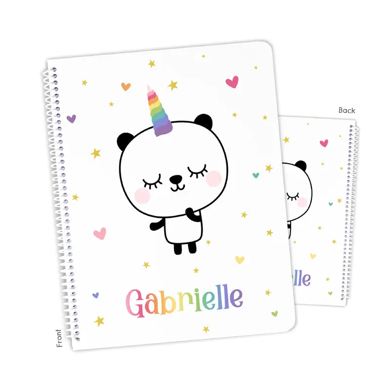 Rainbow Panda Bear Personalized Custom Notebook or Sketchbook  School Office SuppliesNotebook (wide ruled, lined pages)