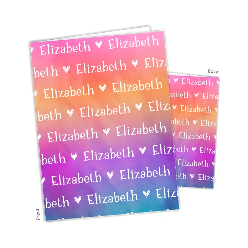 Rainbow Repeat Name Personalized Custom 2-Pocket Folder  School Office Supplies1 - 2Pocket Folder