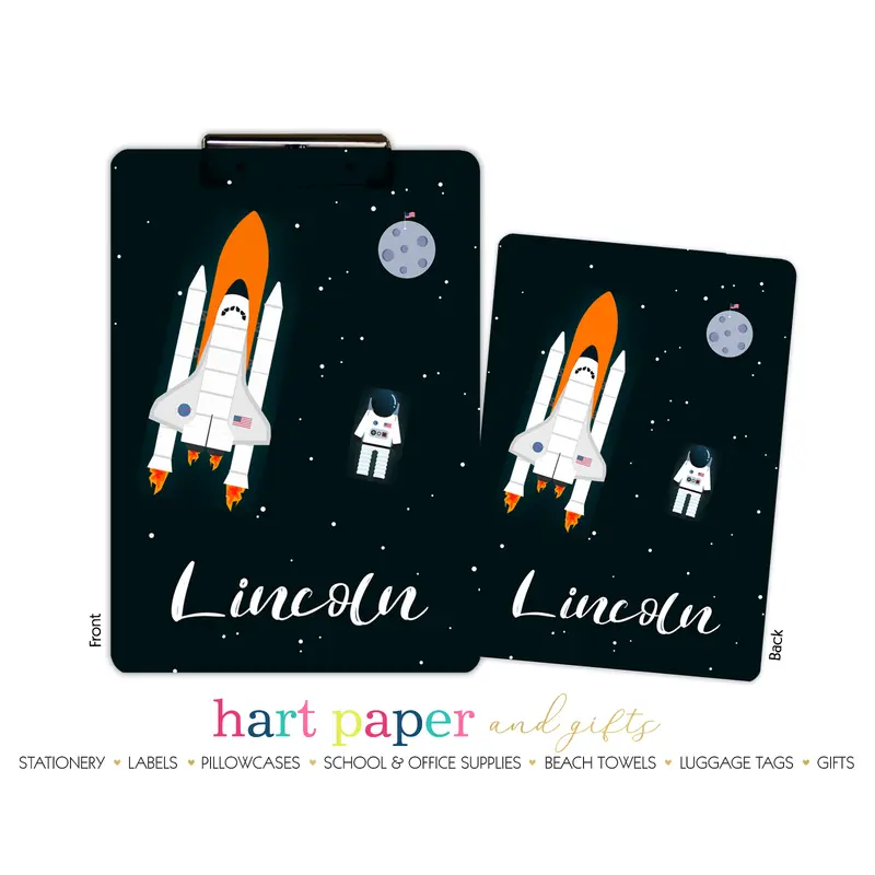 Rocket Ship Space Shuttle Personalized Custom Clipboard  School Office Supplies2 Sided Clipboard - Printing on Both Sides