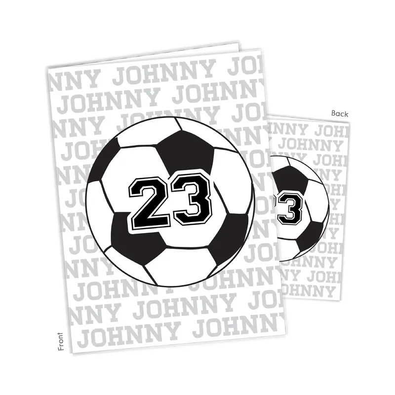 Soccer Ball Repeat Name Personalized Custom 2-Pocket Folder  School Office Supplies1 - 2Pocket Folder