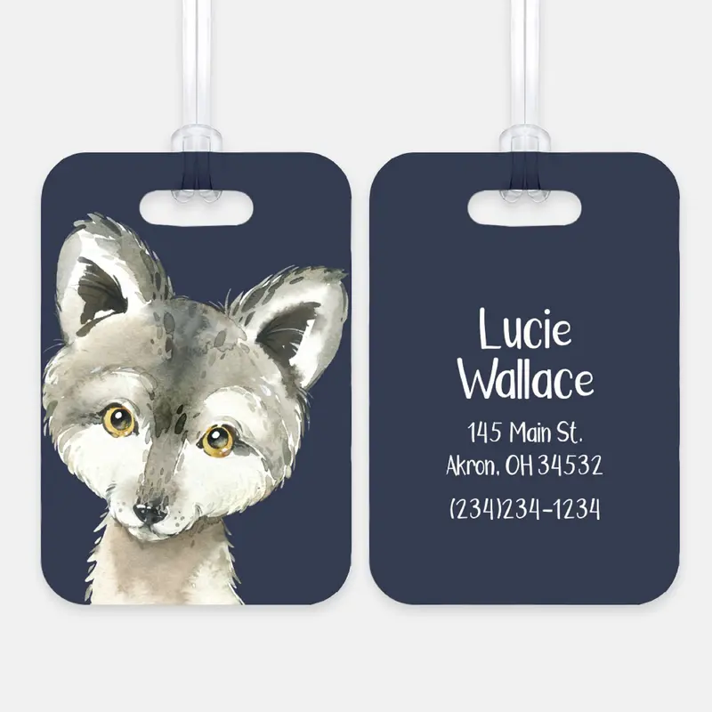 Wolf Luggage Bag Tag Personalized CustomAluminum Tag