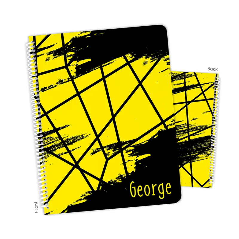 Yellow Black Abstract Personalized Custom Notebook or Sketchbook  School Office SuppliesNotebook (wide ruled, lined pages)