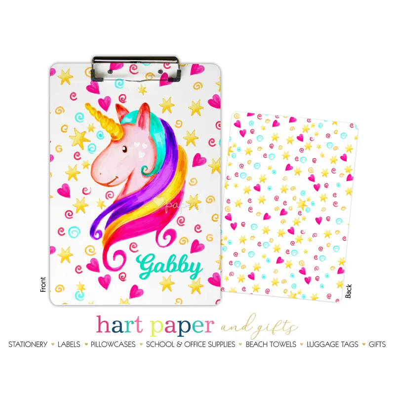 Rainbow Unicorn d Personalized Custom Clipboard  School Office Supplies2 Sided Clipboard - Printing on Both Sides