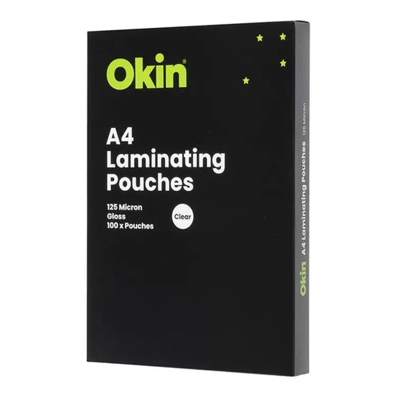 Okin Laminating Pouches A4 Gloss 125mic Pack of 100