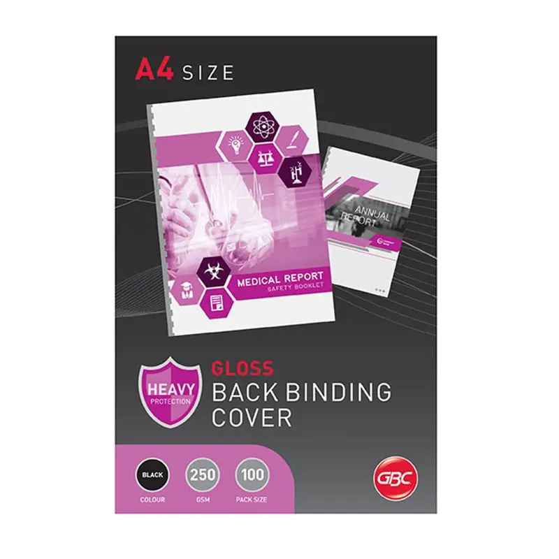 Gbc Binding Cover A4 Gloss Black Pk100 BCG250BK100