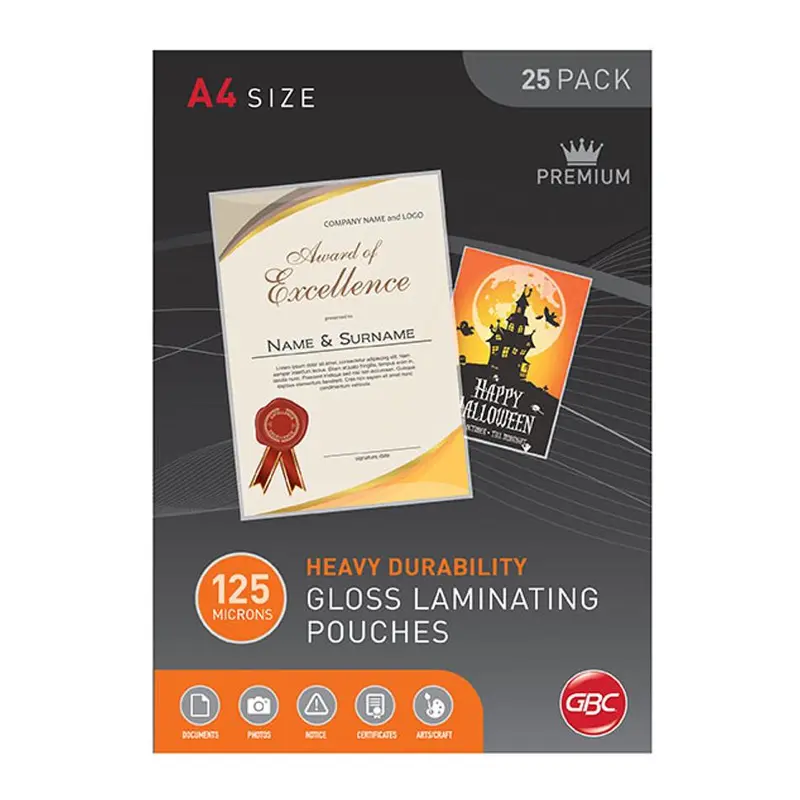 Gbc Laminating Pouch A4 125 Micron Pk25 BL125M25A4