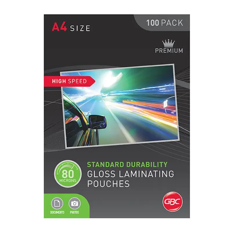 Gbc Laminating Pouch A4 80 Micron Pk100 H/Speed BL80MHSA4
