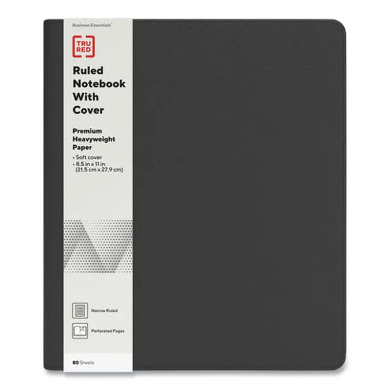 Soft-cover Notebook Folio Set, 1-subject, Narrow Rule, Black Cover, (80) 11 X 8.5 Sheets