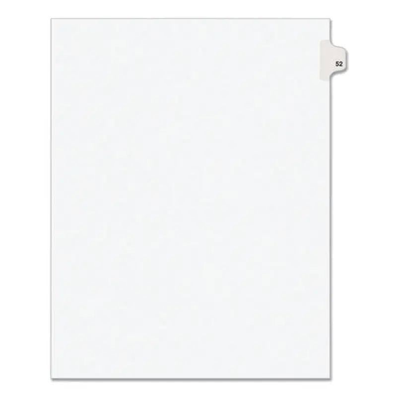Preprinted Legal Exhibit Side Tab Index Dividers, Avery Style, 10-tab, 52, 11 X 8.5, White, 25/pack, (1052)
