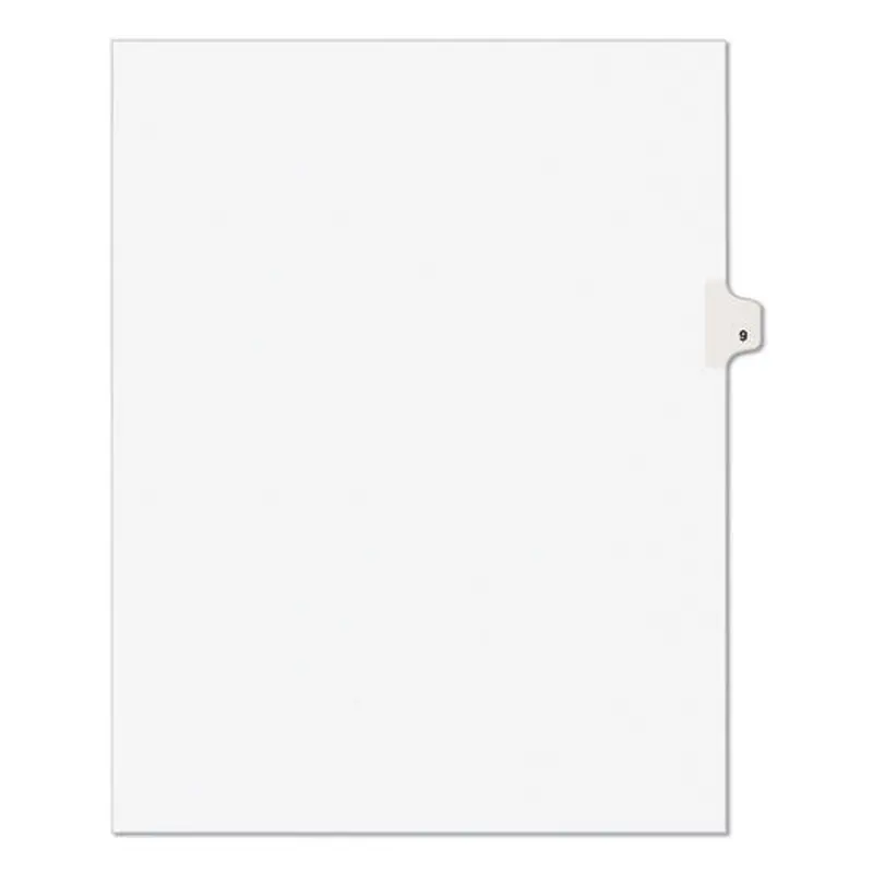 Preprinted Legal Exhibit Side Tab Index Dividers, Avery Style, 10-tab, 9, 11 X 8.5, White, 25/pack