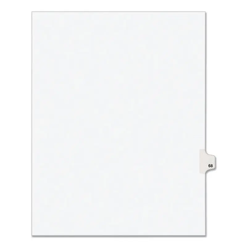 Preprinted Legal Exhibit Side Tab Index Dividers, Avery Style, 10-tab, 68, 11 X 8.5, White, 25/pack, (1068)