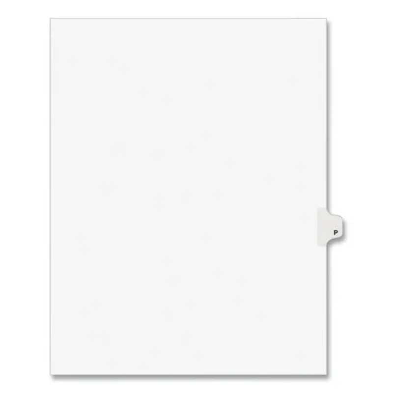 Preprinted Legal Exhibit Side Tab Index Dividers, Avery Style, 26-tab, P, 11 X 8.5, White, 25/pack, (1416)