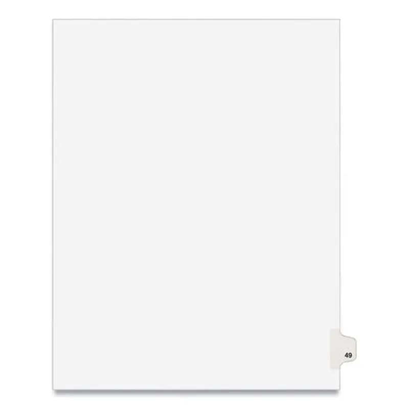 Preprinted Legal Exhibit Side Tab Index Dividers, Avery Style, 10-tab, 49, 11 X 8.5, White, 25/pack, (1049)