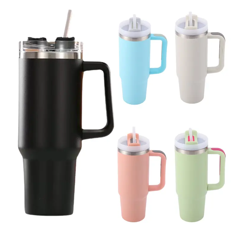 1.2L Stainless Steel Insulated Tumbler with StrawAssorted