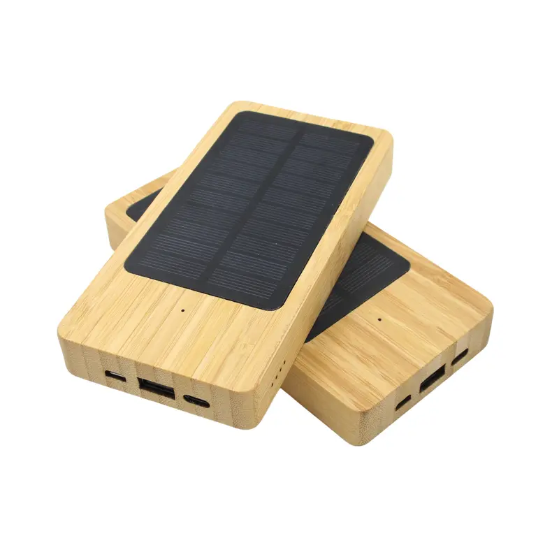 5000 MAH Solar-Powered Bamboo Power Bank (Deliver in 4-6 weeks)