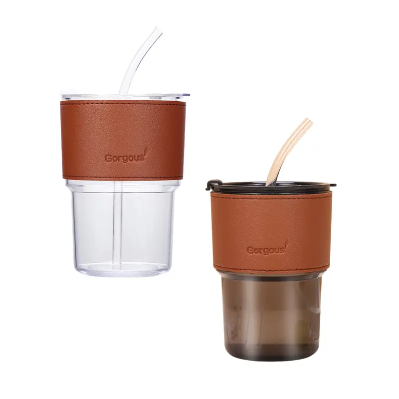 Leather Grip Cup with Straw (Deliver in 4-6 weeks)