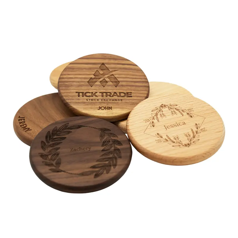 Round Wood Coaster (Name Printing)Beech / Name Only