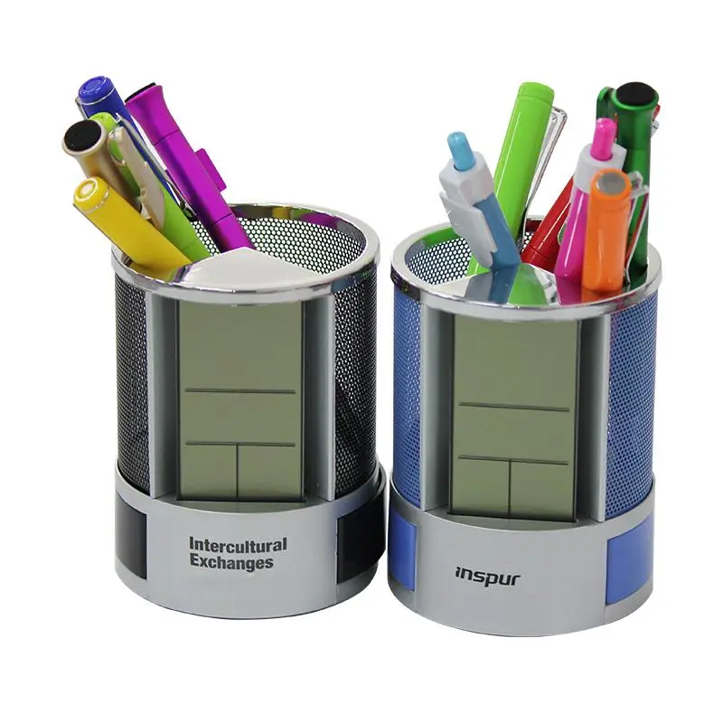 Steel Mesh Pen Holder With Electronic Calendar500 