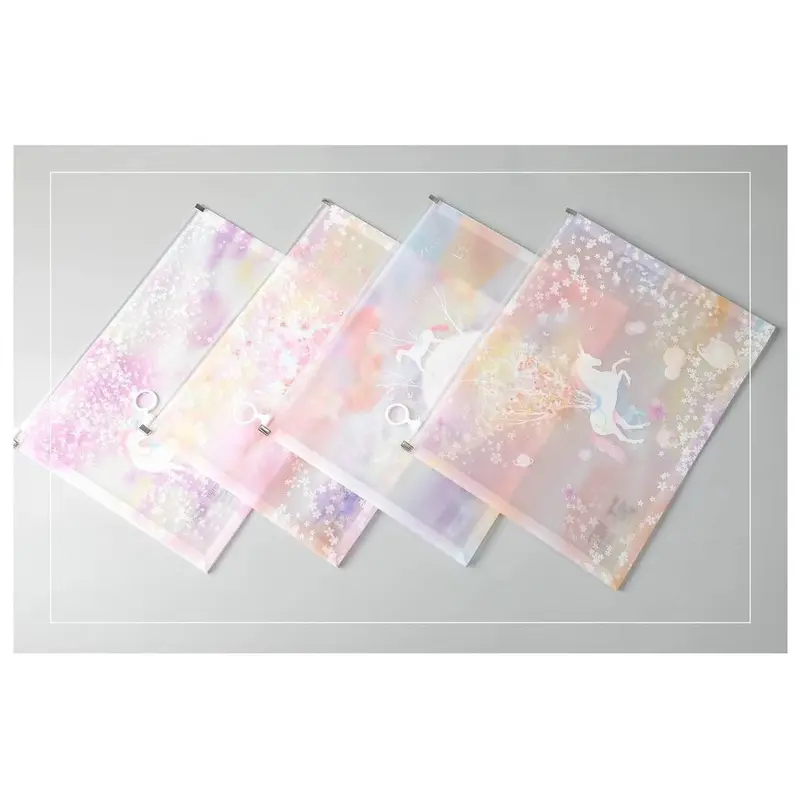 Unicorn Design Translucent Zip File Case (A4)Assorted